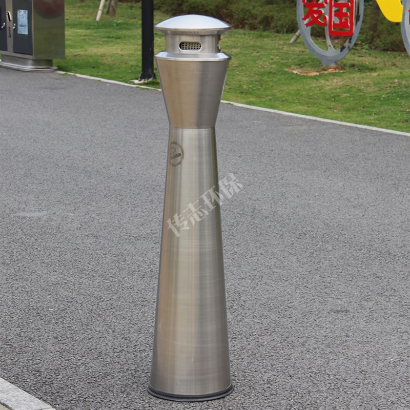 户外立式不锈钢烟灰桶圆柱形烟蒂柱公共场所灭烟柱吸烟柱烟灰柱