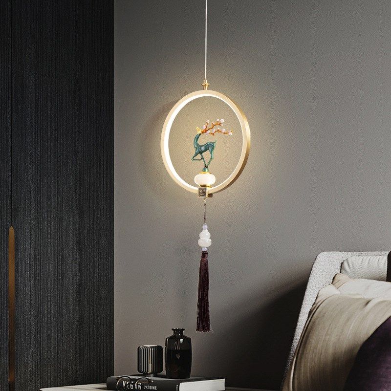 新中式全铜实木吊灯中国风别墅楼中楼大吊灯客厅灯酒店茶楼灯具