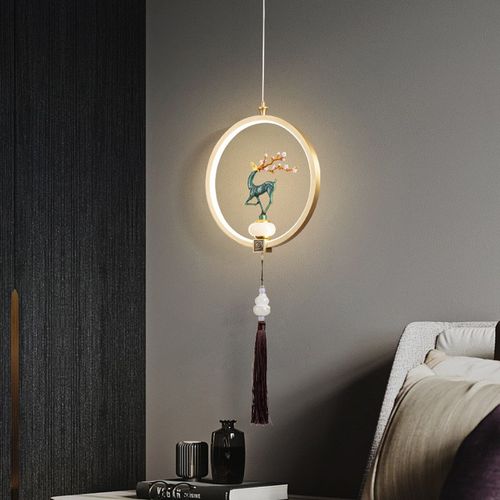 新中式全铜实木吊灯中国风别墅楼中楼大吊灯客厅灯酒店茶楼灯具