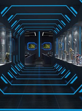 冰蓝色T5一体灯管电竞馆网咖游戏厅酒吧KTV装修线条灯科技蓝灯条