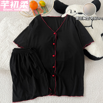 莫代尔凉感睡衣套装女夏季可外穿