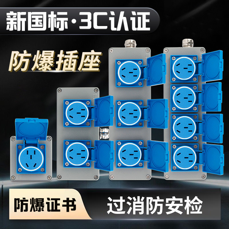 迎欣防爆插座220v五孔工业墙壁防水防尘工地移动16a明装电源面板