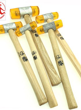 德国HUNTER猎人黄色胶锤 进口木柄安装锤子橡胶锤头22 35 50 60mm