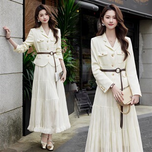 套装女装春秋2026春季新款气质时尚潮流小外套半身裙两件套配腰带