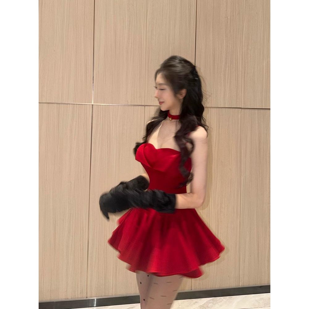 SYJ/舒衣家 纯欲风圣诞氛围感吊带连衣裙女气质收腰公主蓬蓬短裙