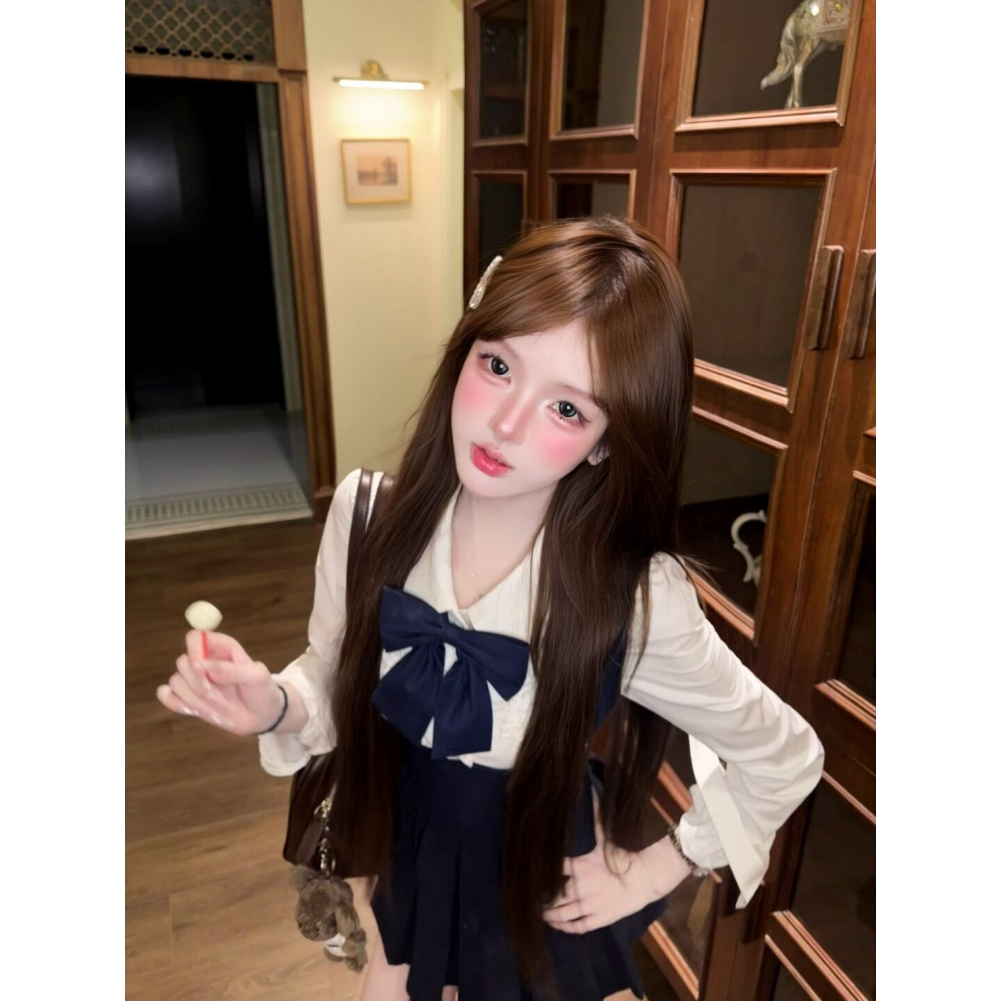 学院风套装女秋季韩系休闲纯欲气质绝美长袖衬衫jk百褶背带短裙子