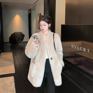 2025秋冬新款小浴袍托卡皮毛一体羊羔毛皮草外套女羊剪绒大衣年轻