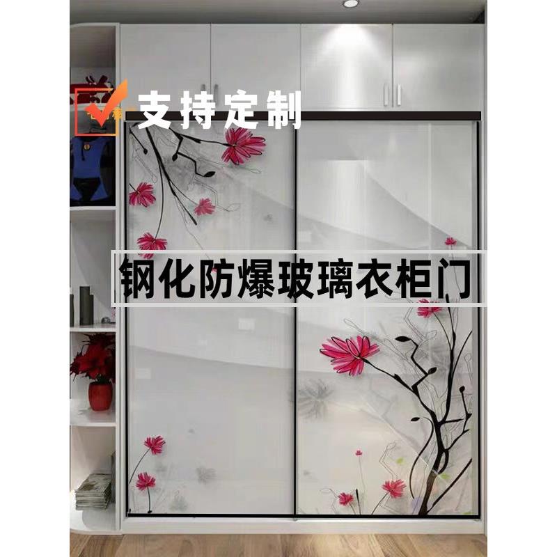 钢化玻璃衣柜门定做移门推拉门环保柜门无甲醛简约衣帽间隔断门