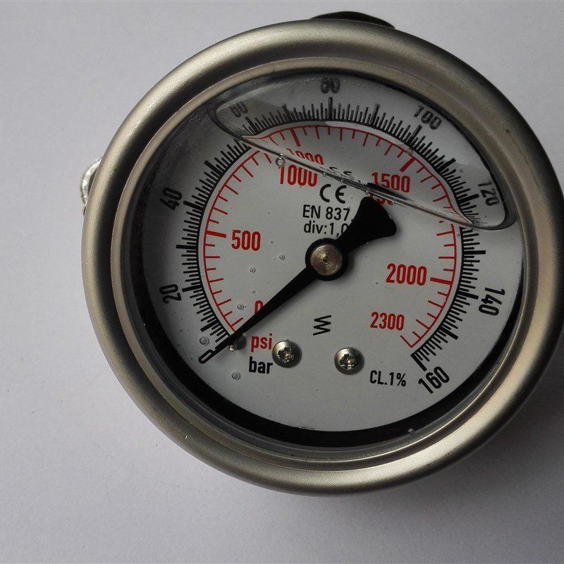 yn-100z-u 0~2300psi 0~160bar全不锈钢耐震充油压力表带支架