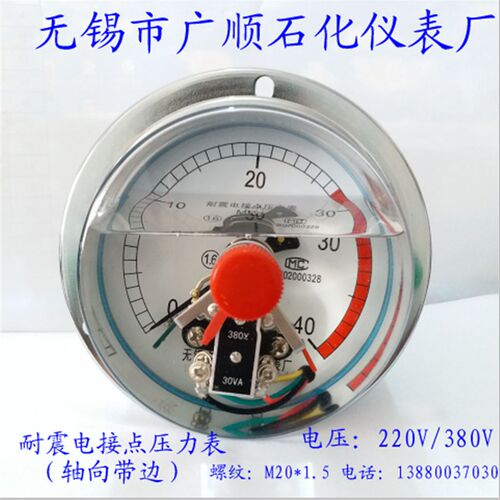 无锡市广顺石化仪表厂YNXC100ZT耐震电接点压力表 M20*1.5螺纹