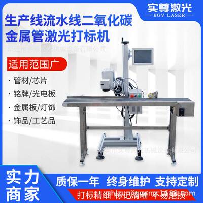 生产线激光打标机二氧化碳金属管打码机塑料流水线光纤激光刻字机