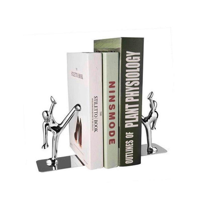 功夫踢腿书立书靠书档金属立书架书挡创意样板间书房装饰摆件饰品