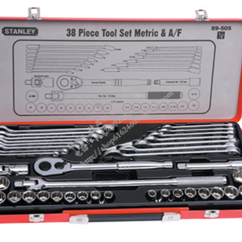 STANLEY/史丹利38件套综合性组套89-505-22公制套筒棘轮扳手铁箱