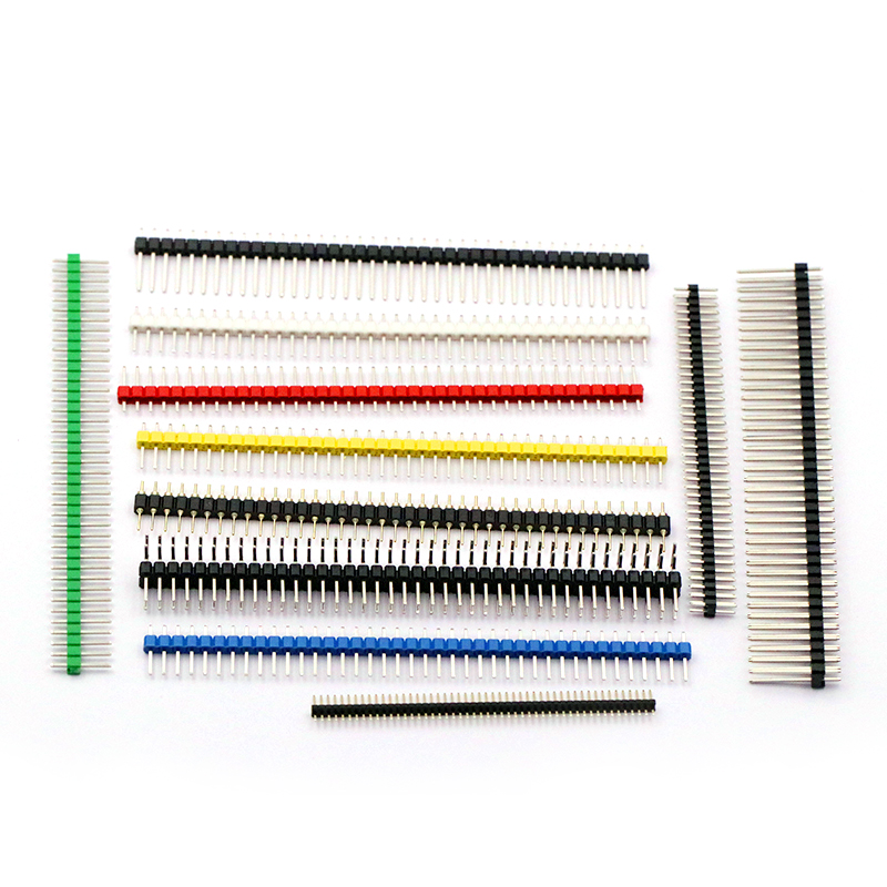 单排针 双排针圆铜排针2.54MM 1.27 2.00间距1*40P 2*40P直针弯针