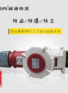 威浦防水IP67工业插头插座 TYP373配TYP5819暗装直式插座4芯32A