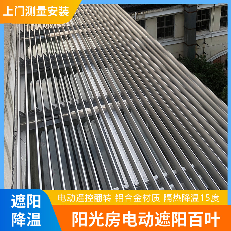 阳光房新款遮阳百叶顶帘隔热电动铝合金88E欧式百叶玻璃屋顶遮光