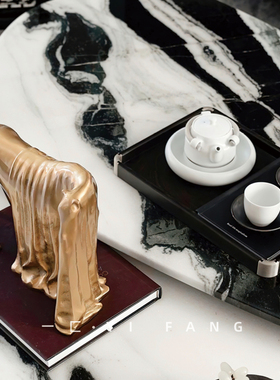 一匚 现代简约样板间金属马雕塑摆件 书房客厅艺术家居软装饰品