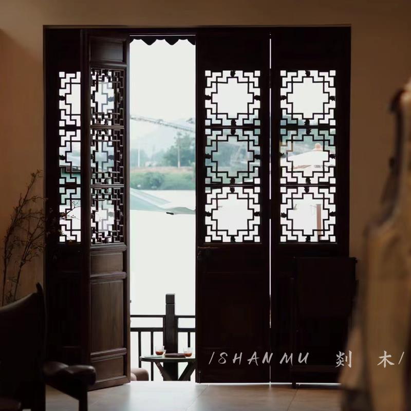 #中式实木花格门窗做旧隔断屏风仿古门窗花窗东阳木雕老旧木门定