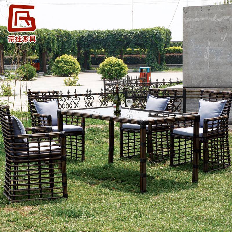 户外桌椅庭院藤编家具阳台藤椅室外露天休闲藤编桌椅花园餐桌椅