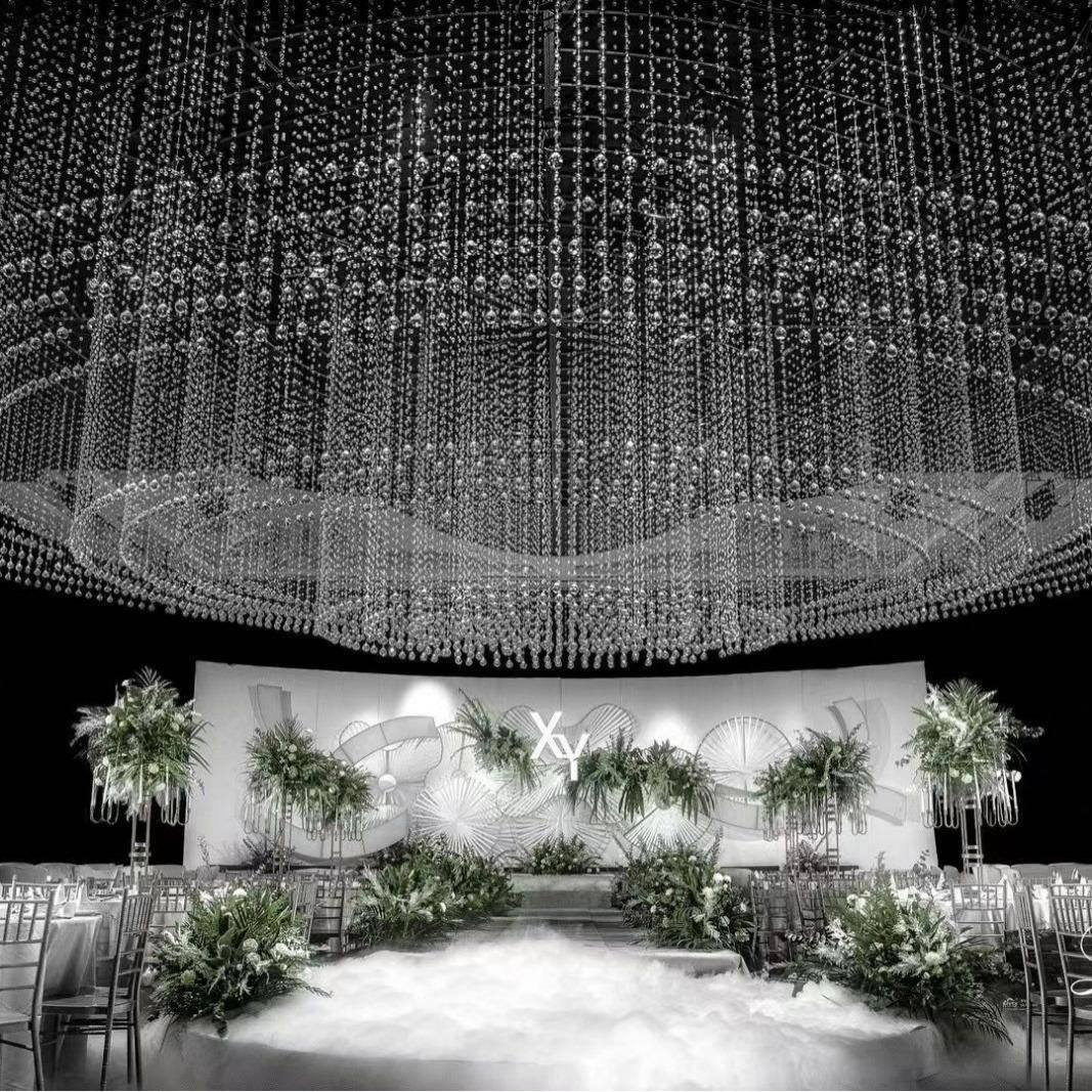 水晶婚庆道具水晶珠帘珠线帘婚礼吊顶装饰场景布置菠萝定位珠