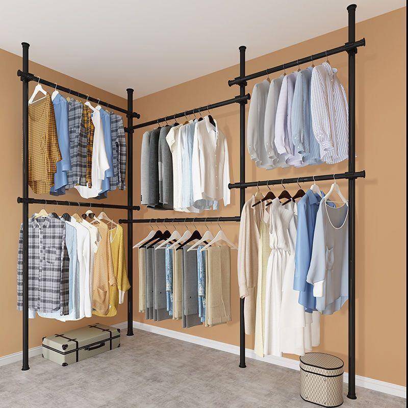 顶天立地衣架杆晾衣架立式落地家用阳台挂衣架伸缩晾衣杆衣帽架子