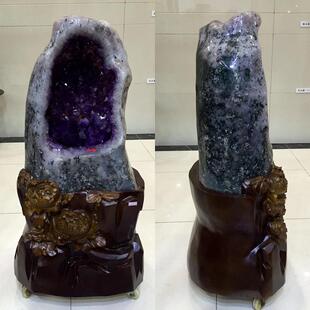 巴西紫晶洞钱袋子紫水晶洞消磁聚宝盆外皮抛光打磨原石无水泥