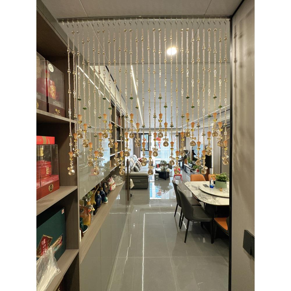 A3雨客厅隔断珠帘水晶帘免打孔门帘挂珠门帘手工制作