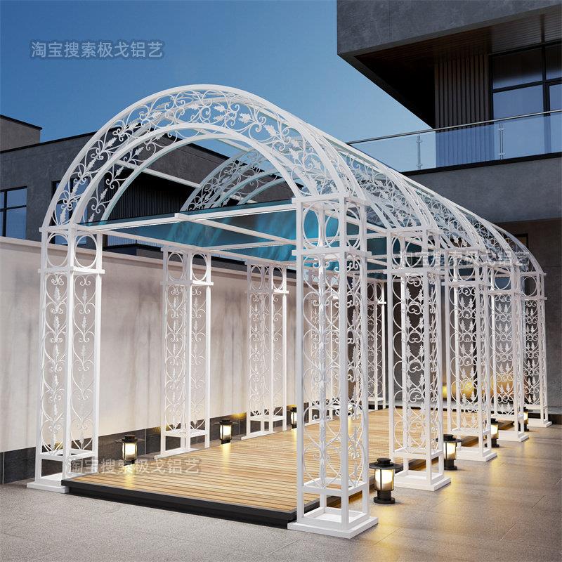 欧式庭院大门拱形户外花架花园铁艺拱门别墅月季鲜花铝合金爬藤架