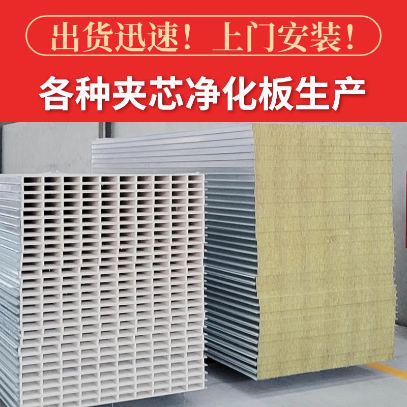 无尘车间隔墙板岩棉净化板夹芯板防火隔热彩钢板厂房食品车间隔断