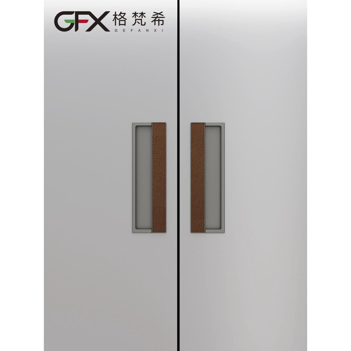 衣帽间抽屉内嵌暗装拉手金色平开门隐形平拉手大衣柜门轻奢暗扣灰