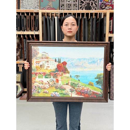 砂岩欧洲框架城堡景观覆古文学高端轻豪华卧室客厅壁画G084装饰画