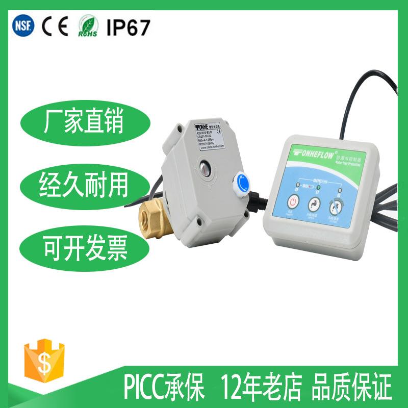 防漏水检测系统黄铜带手动微型电动球阀漏水保护器阀门DN10