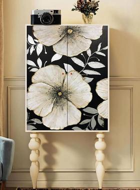 实体木复古风EXQ客脚厅古中装饰柜卧室收纳柜高餐边柜靠墙一斗柜