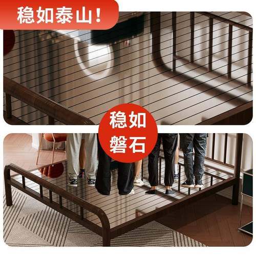 实木色304加厚不锈钢床1.8米1双人钢架床宿舍租出房.2m1.米5无品