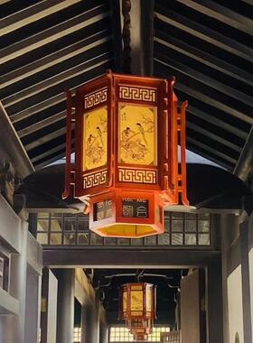 仿中古实木外灯灯笼中式阳台走FEF廊过道吊灯六角宫门头户2025款