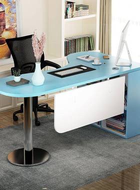 简约现代弧形转角书桌合书柜组习桌电桌主播单人办公桌学诊疗RWL