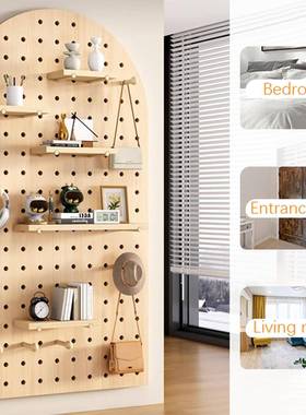 墙入面WLT洞洞板创意实木一字搁板墙壁书多上用架途工具架户墙隔