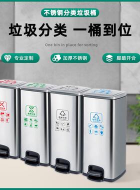 室不内分海类脚踏锈钢垃圾桶600L大号上干湿垃圾分类分离桶CLF30A