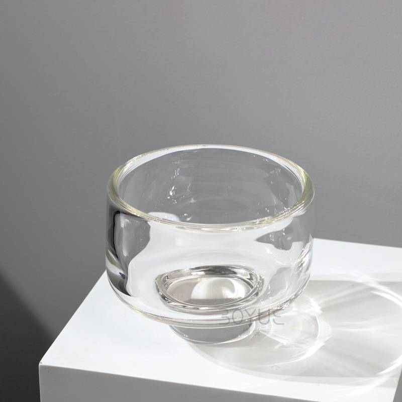 简约现代高脚透明大口琉璃花瓶客厅茶几边几永生绿植果盆软装饰品