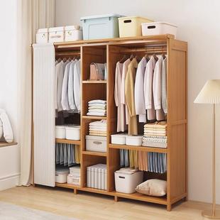 新品易实木衣柜家用室橱全封闭卧拉帘布柜子出租房衣简JMY-ZJYG组