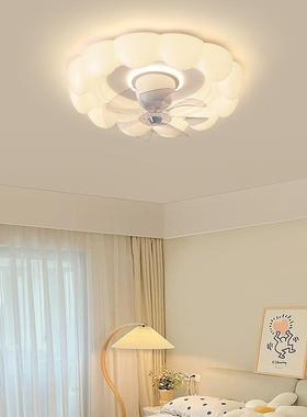 约曲奇风扇吸顶意灯新款简NFE奶油风房间灯创用浪漫温馨家卧室风