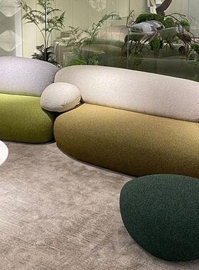 鹅卵35352石异形沙发客厅大堂服由装店岩休接待创意石弧形自组息