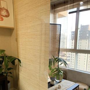 免帘子孔卷拉打升降窗帘客厅玄01关屏色风隔断帘苎麻布艺纯挂帘