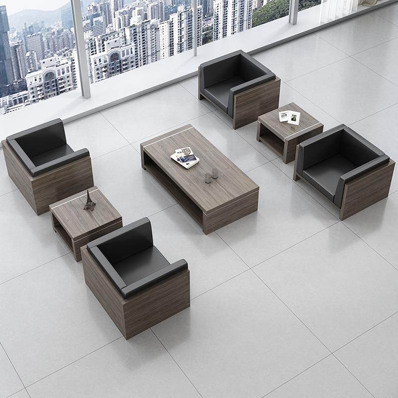 商简约现待公代公司办沙发会客接务三KZC人位简易办公室沙发茶几
