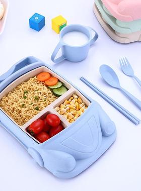 儿童餐盘卡通汽车摔餐具套装早防分餐飞机分隔CHY盘子宝宝创意格