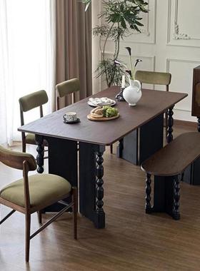 DUC法式复能实木长方形餐桌家议用古中古风方桌饭桌多功会书桌餐