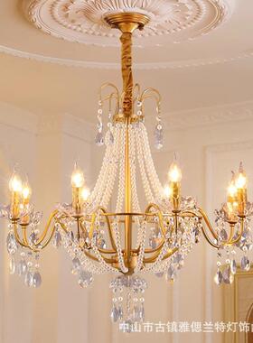法式晶灯客厅21208吊灯美式中古复古餐厅水店卧室高层挑空酒新款