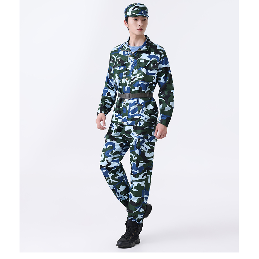 特大码加肥海魂蓝军训服男女迷彩服学生服装夏季薄款初高中大学生