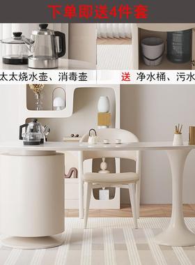 圣现代简潮约奶风CSCT1468岩板茶台一体烧水壶家用小户型办室油阳