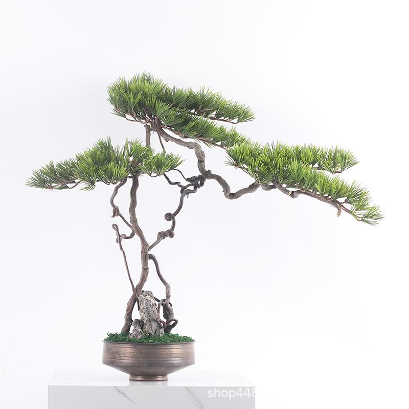 仿真VMX客松售楼金部别墅样板房迎中式仿真绿植松针属花办器盆景